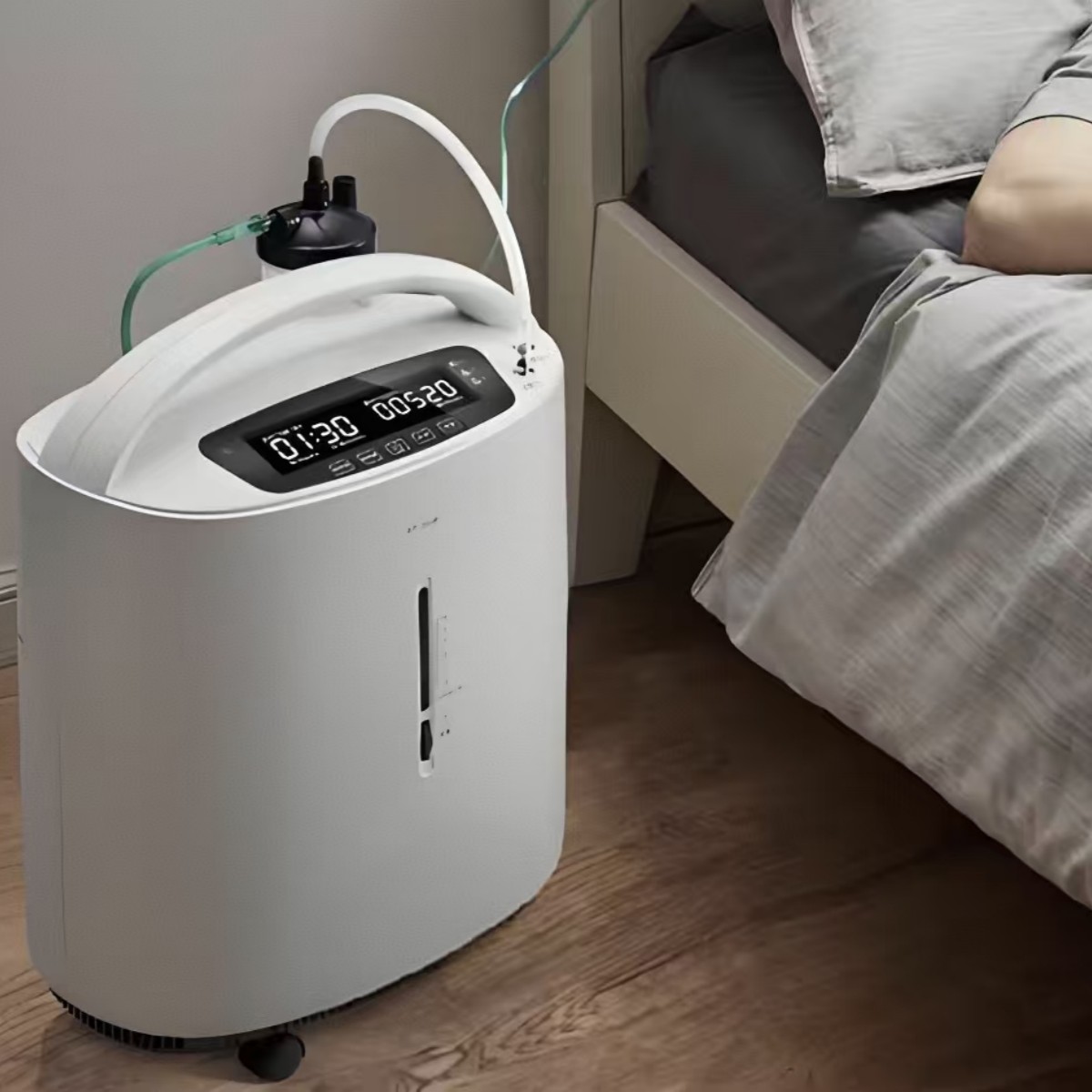 ARM Cortex-M4 microcontroller for precise oxygen flow regulation.